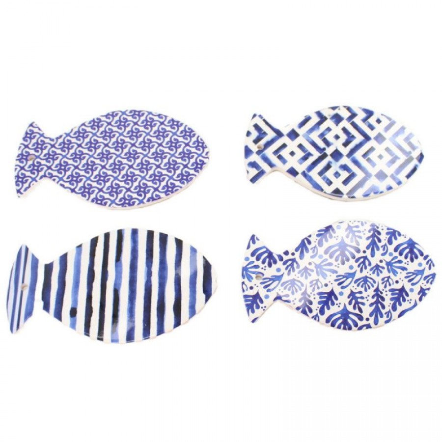 Βάση Σουπλά για Κατσαρόλα Ψάρι  Κεραμικό  Μπλε Λευκό Synchronia Κουζίνα